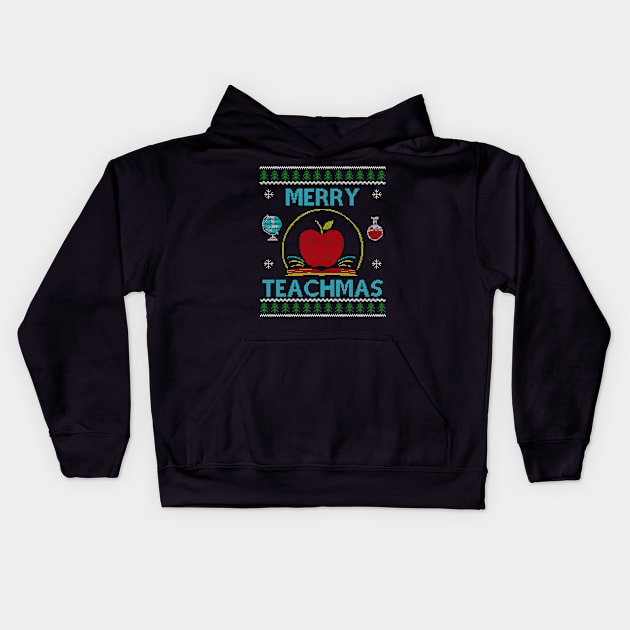 Christmas Teacher Ugly Sweater Kids Hoodie by AllWellia